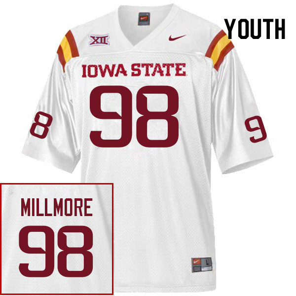 Youth #98 Iowa State Cyclones College Football Jerseys Stitched Sale-White